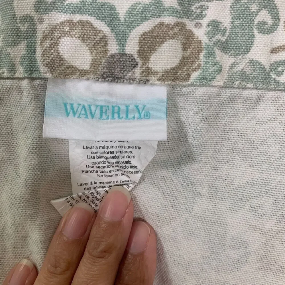Waverly Set of 2 Blue Grey Paisley Coastal Vibes Cotton Valances 50x18